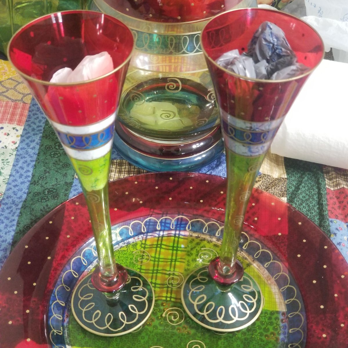 MURANO VENETIAN STYLE GLASSWARE CHAMPAGN