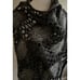 Conrad C Collection floral crochet shawl in gray and black.