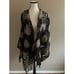 Conrad C Collection floral crochet shawl in gray and black.