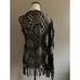 Conrad C Collection floral crochet shawl in gray and black.