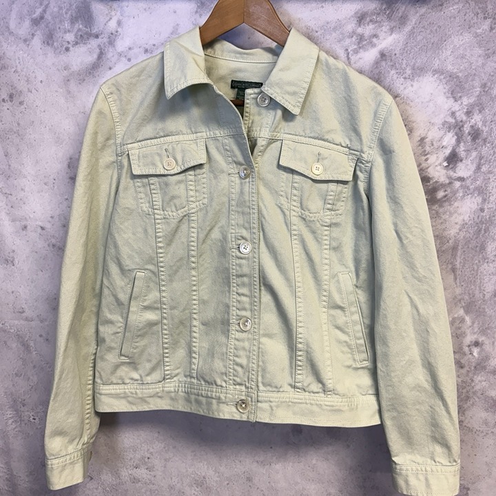 Lauren Jeans Co Womens Jacket Ralph Lauren Pale Green Button Up Size Large