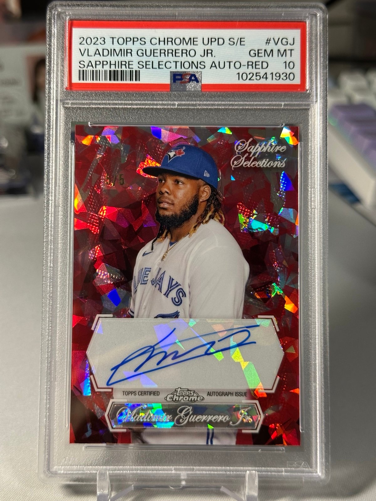 2023-24 Topps Chrome Sapphire Vladimir Guerrero Jr Red Auto #/5 PSA 10