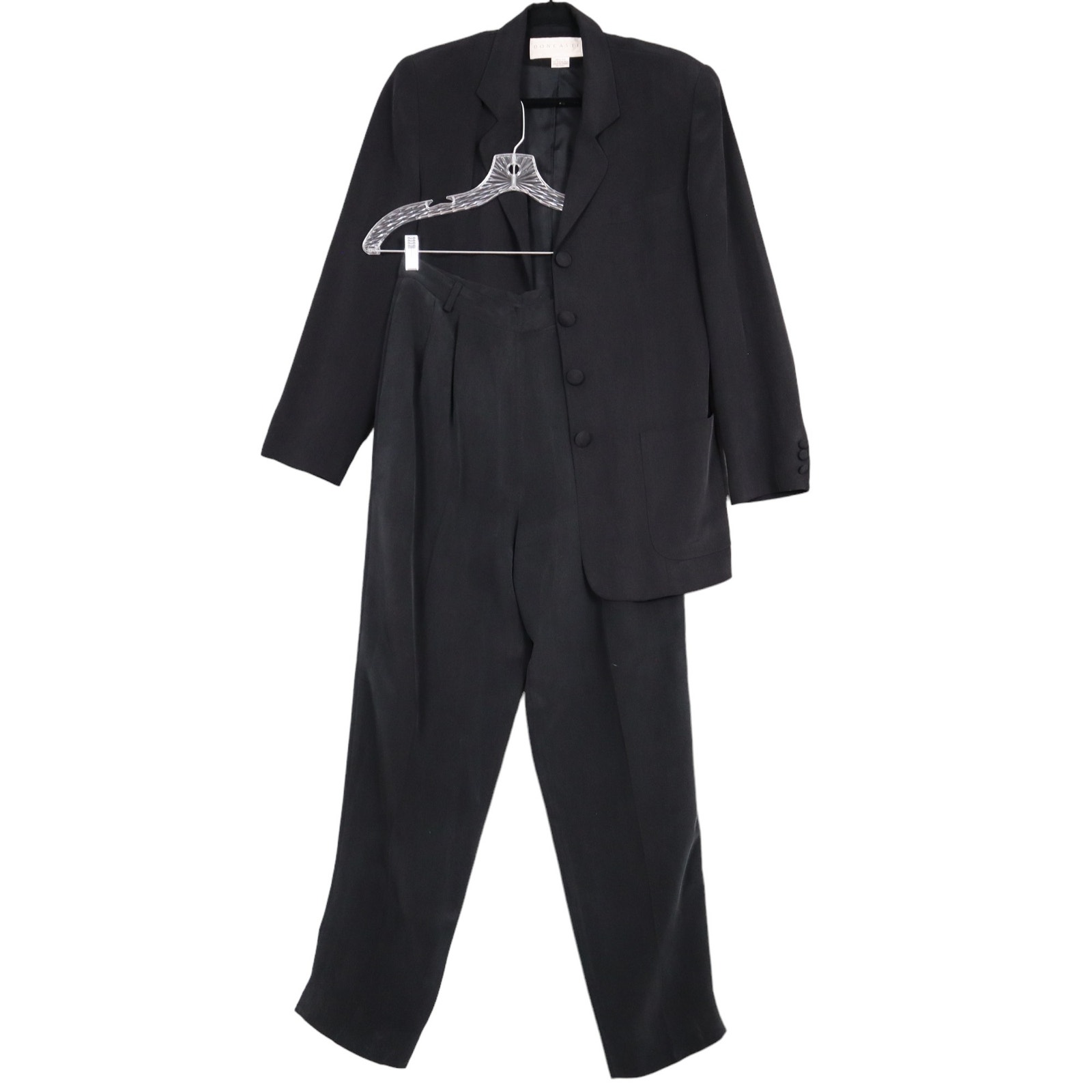 Doncaster Vintage Silk Pant Suit Set Womens Size 10 Black Business Professional