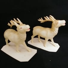 2 Reindeer Celluloid Toy Vintage