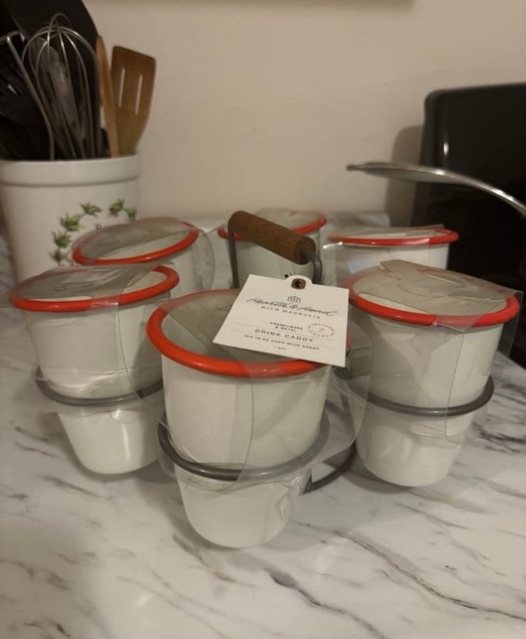 Threshold Hearth & Hand caddy red cups set