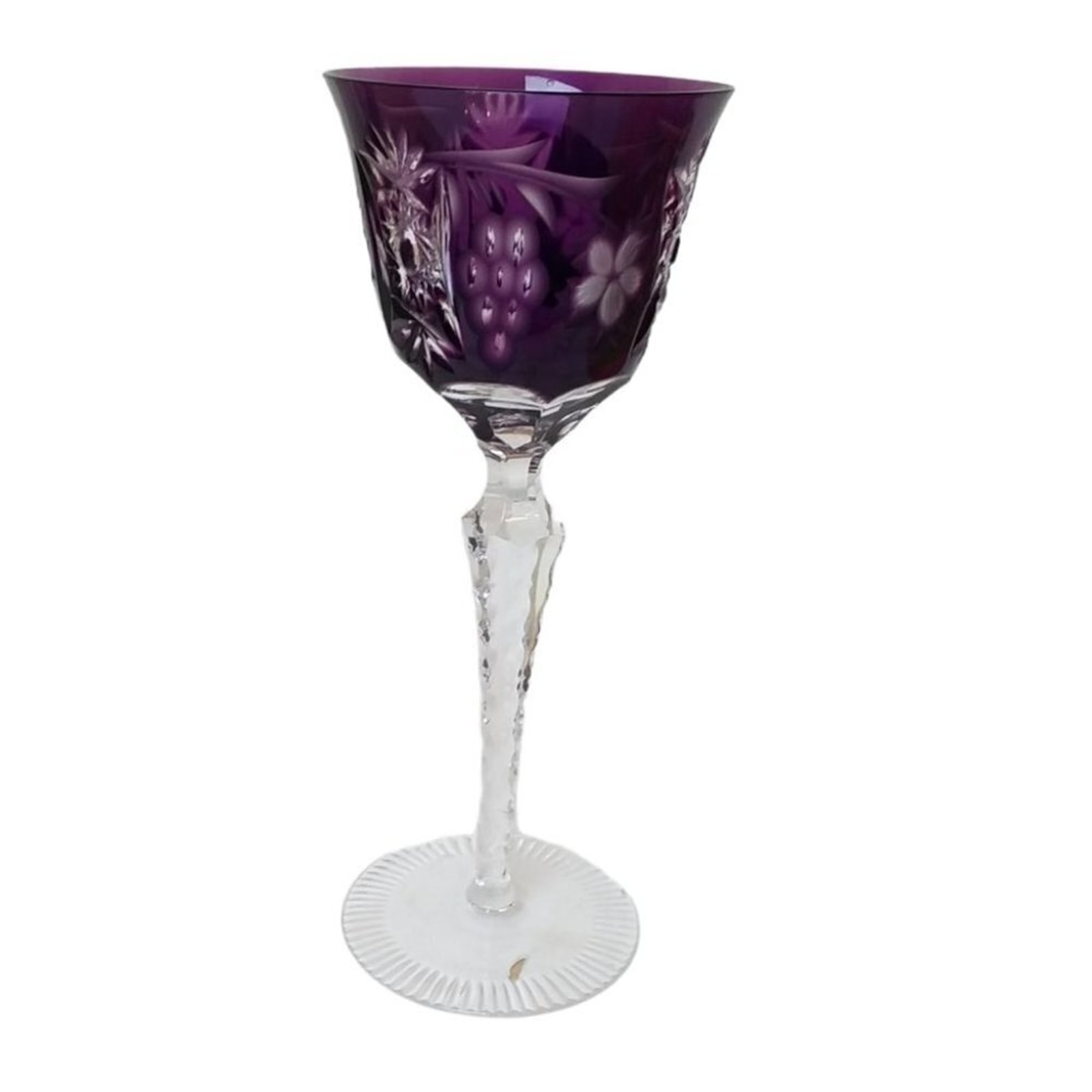 Nachtmann Traube Amethyst Cut to Clear Chrystal Port Wine Glasses 7.5 Bohemian