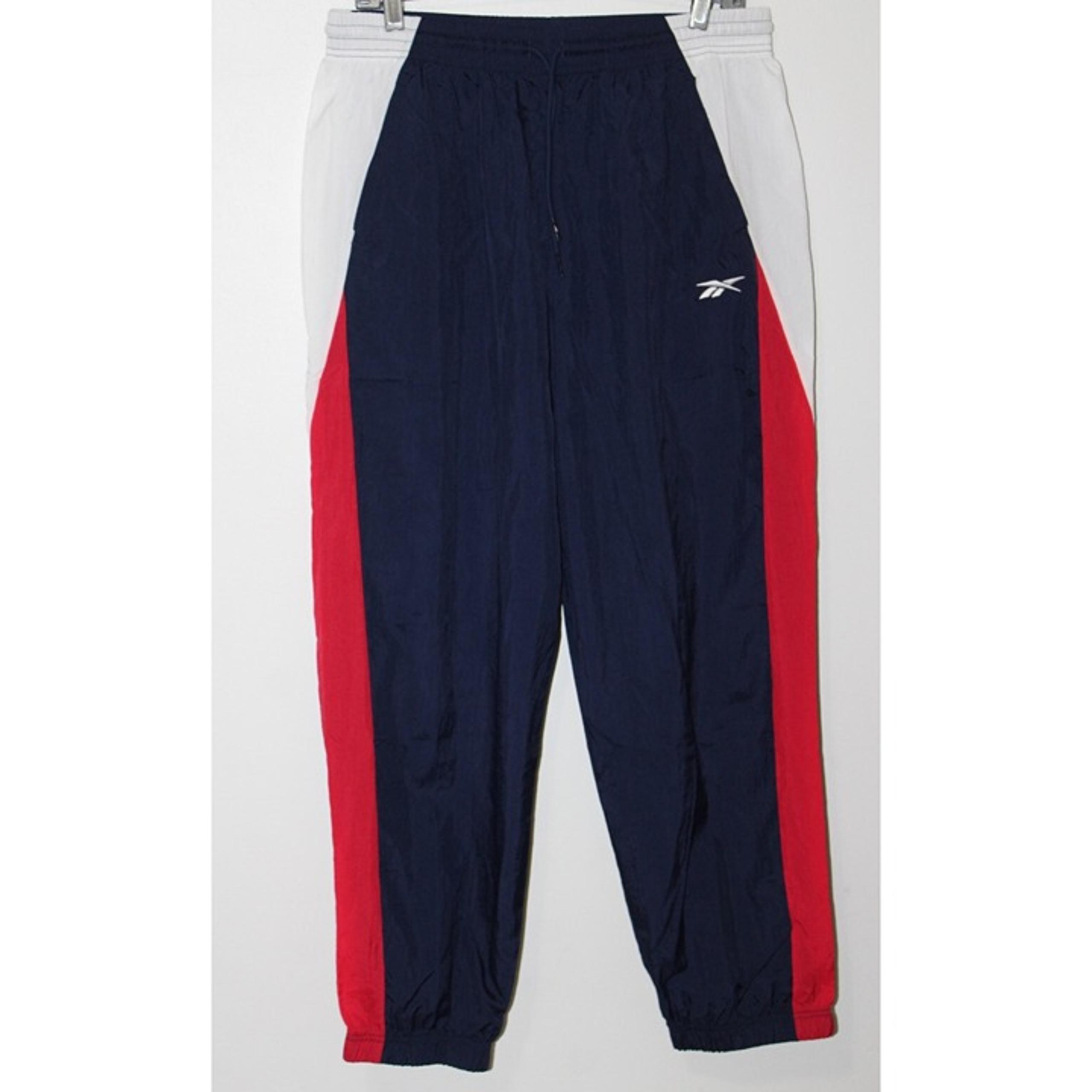 Reebok Vector Track Pants Joggers Woven Women's XL Blue White Red NWT