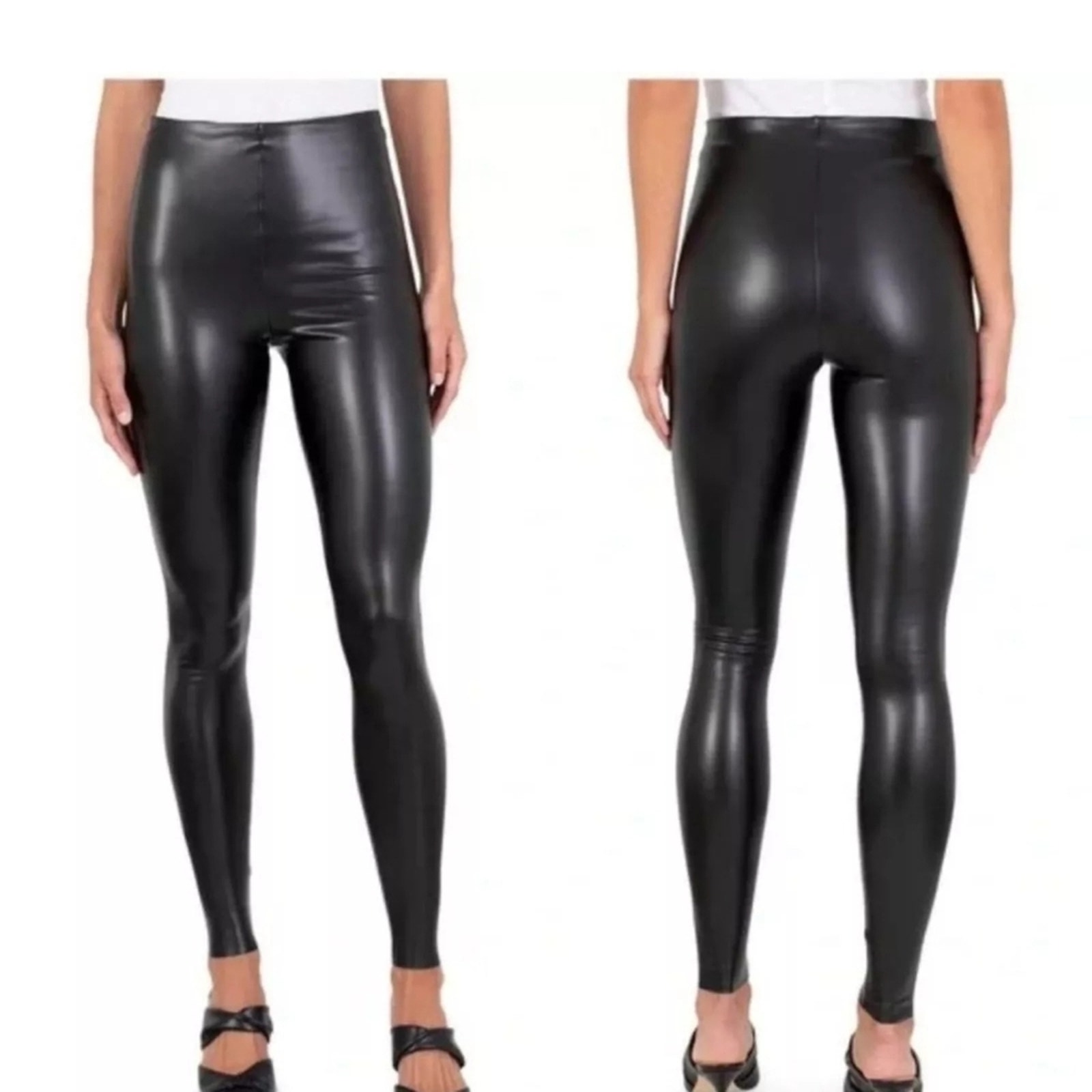 Joie Black High-Waisted Faux Leather Leggings Size L