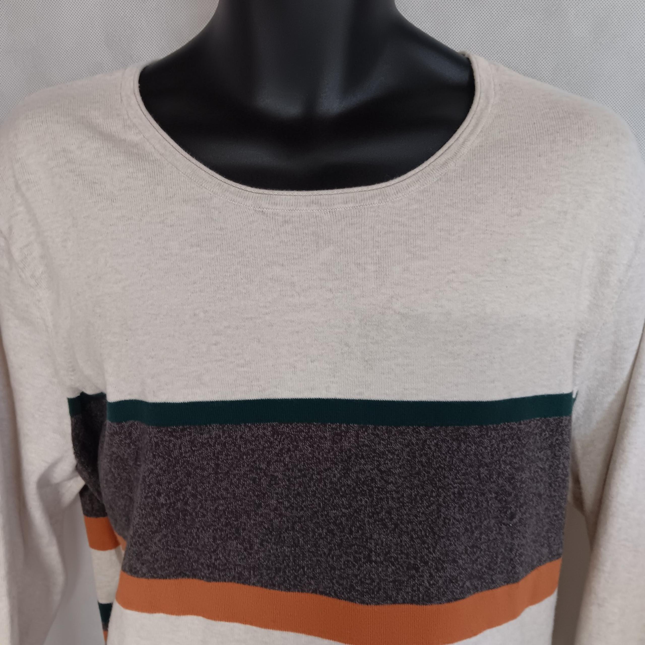 Duluth Trading Company Pullover Sweater XL Men's Beige Striped Crew Neck