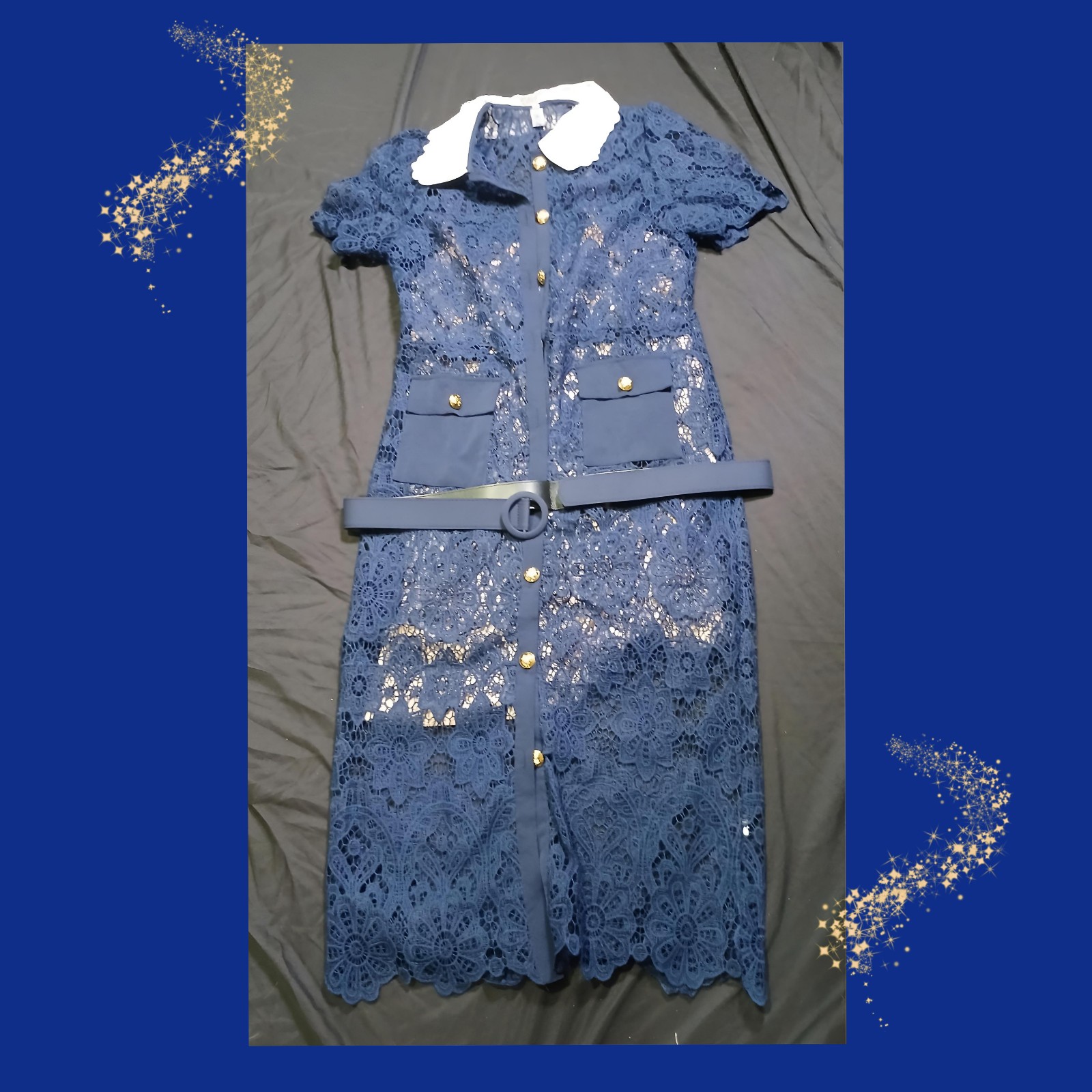 Floral Lace Cobalt Midi