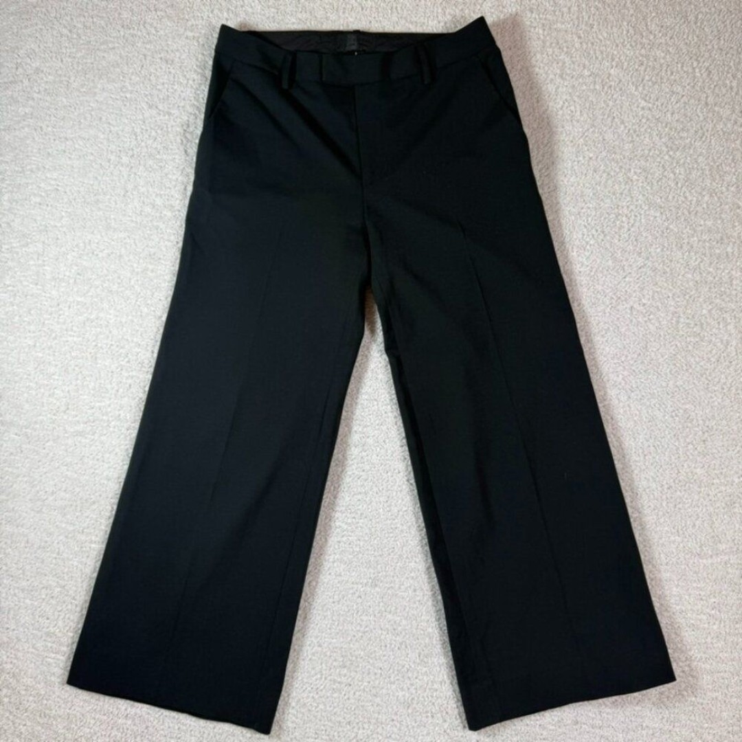 Nili Lotan Womens Wide Leg Crop Black Pants Virgin Wool Blend Size 2 Office Lux