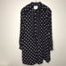 Kate Spade Ditsy Floral Pintuck Pleats Daisy Crochet Trim Popover Black Silk XXS