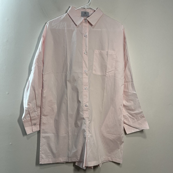 Parke Pink Cotton Long Sleeve Button Front Polo Romper Size Small