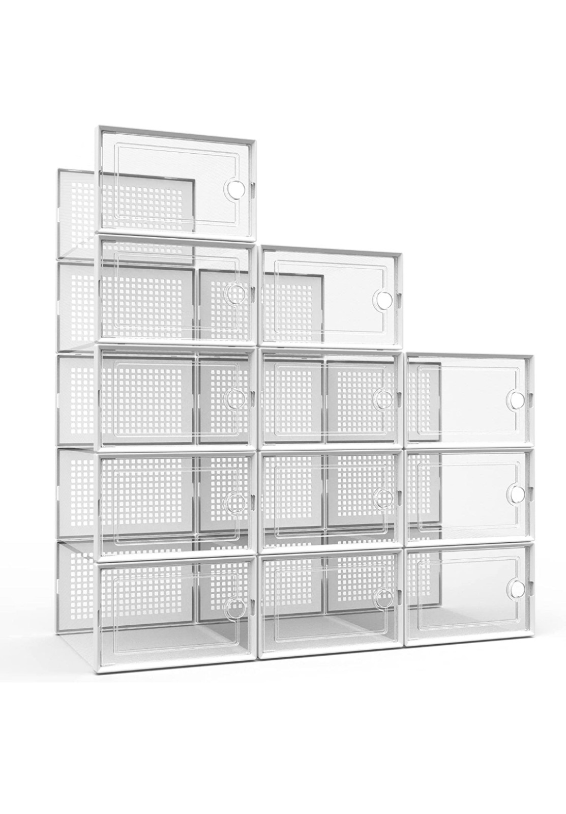 Kuject Large Under Bed Shoe Organizers Storage Boxes for Closet 12 Pack, Clear P