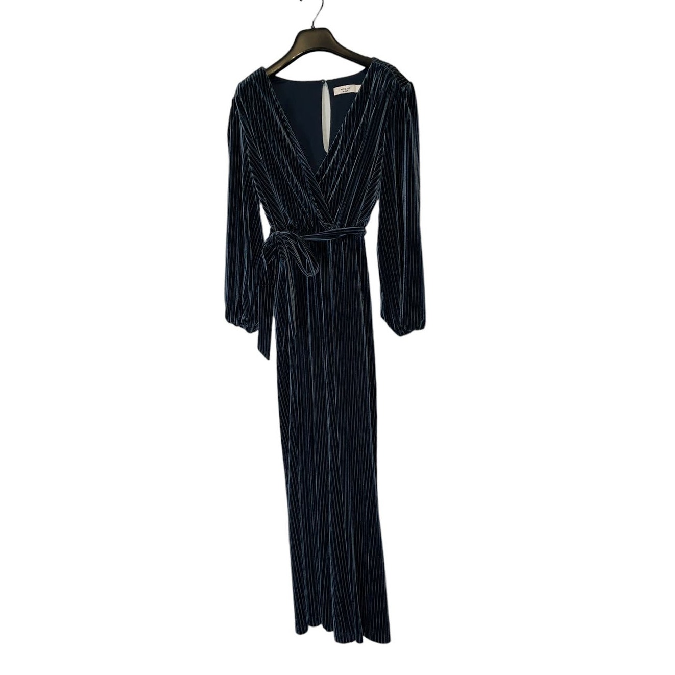 Ali & Jay Anthropolgie Blue Velvet Samnatha Wide Leg Jumpsuit Size Medium