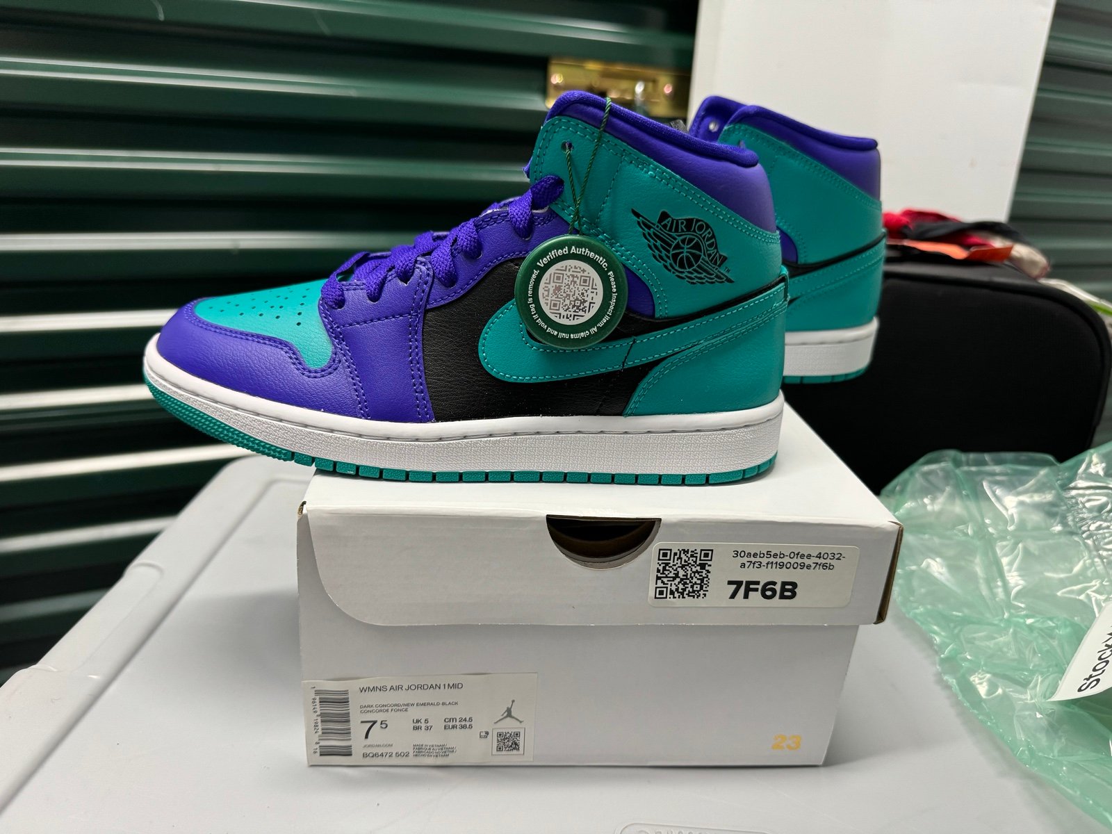 Size 7.5 - Air Jordan 1 Mid Black Grape W BRAND NEW WITH BOX