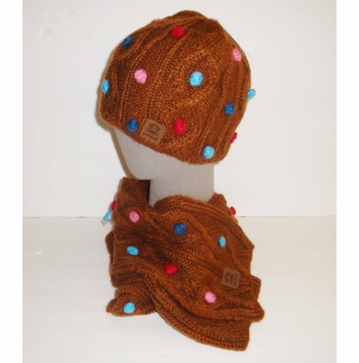 Paul Frank dots beanie & scarf set