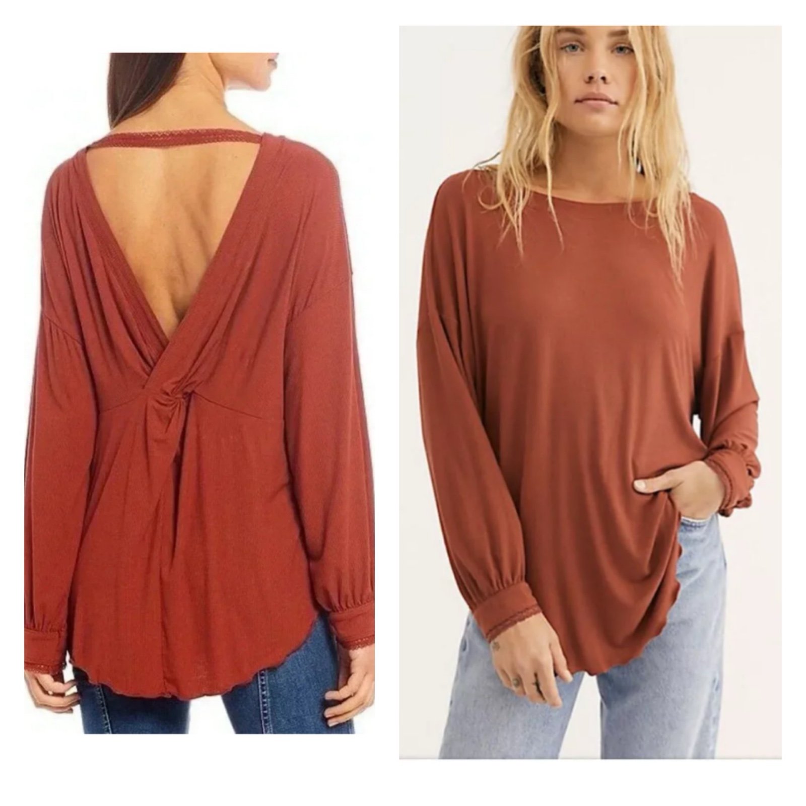 Free People SHIMMY SHAKE Long Sleeve Tunic Top.