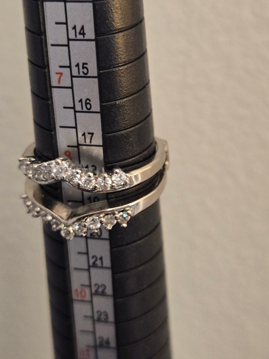 Sterling Silver 925 Chevron Ring Guard Set – Size 8