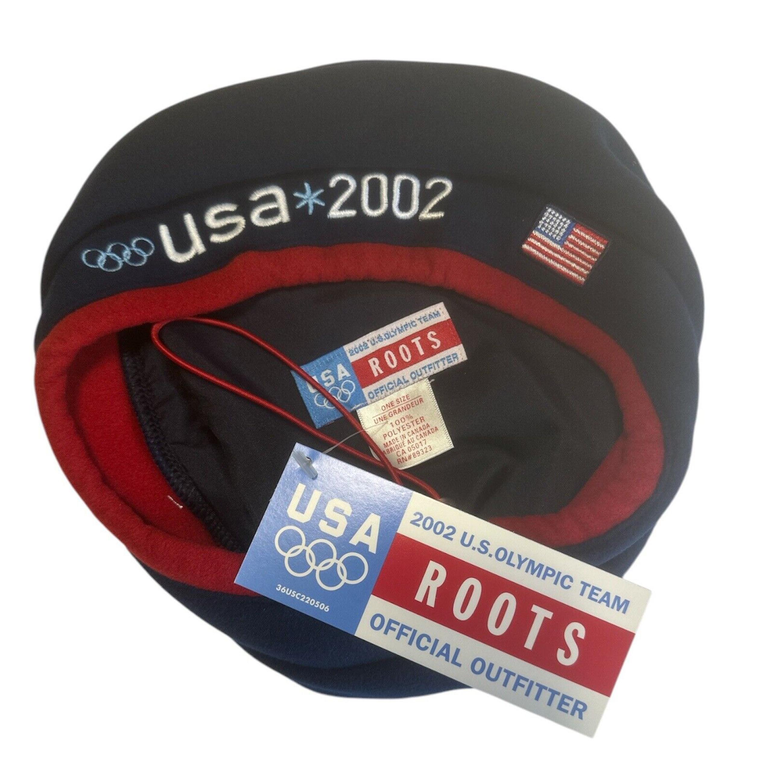 Pair of Roots Olymipic Hats Fleece Embroidered USA Flag Logo OSFA Official Gear
