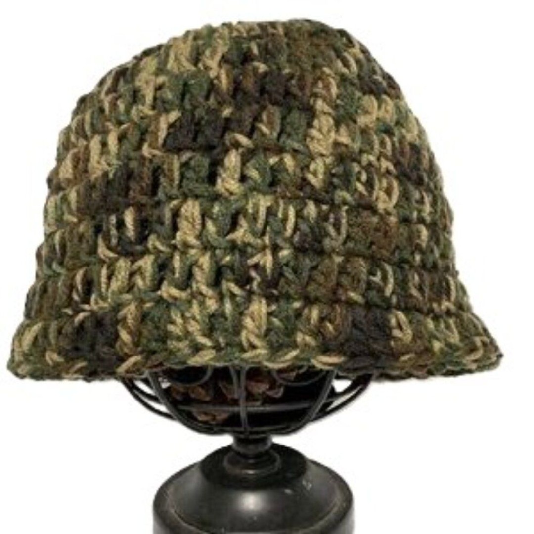 Camo Camouflage Multi Colored Hunting Beanie Hat Handmade Crocheted UNISEX Adult