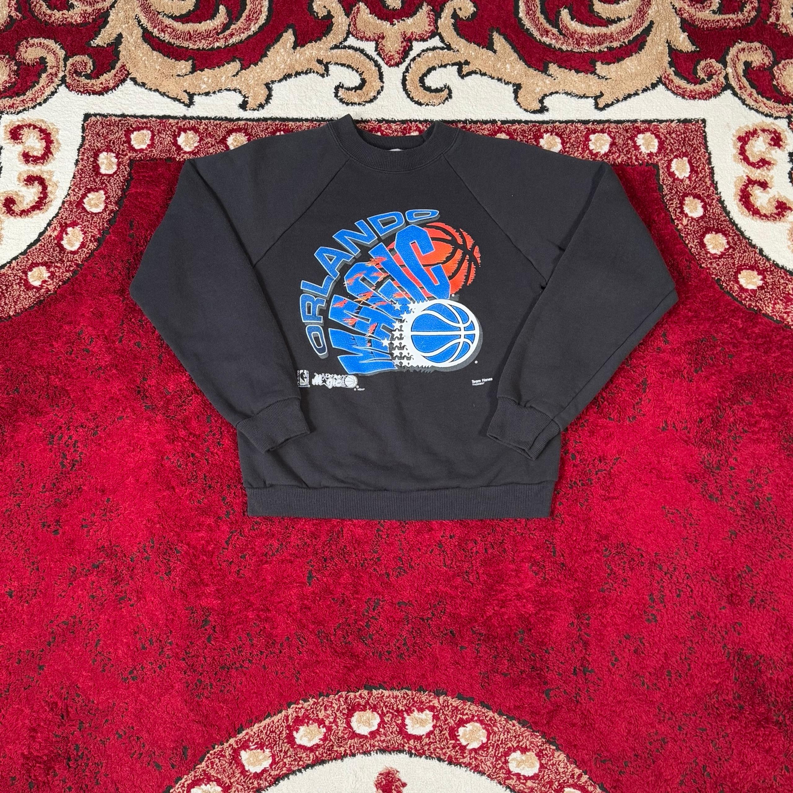 Vintage 90s Orlando Magic NBA Basketball Crewneck Sweatshirt Size Youth L Black