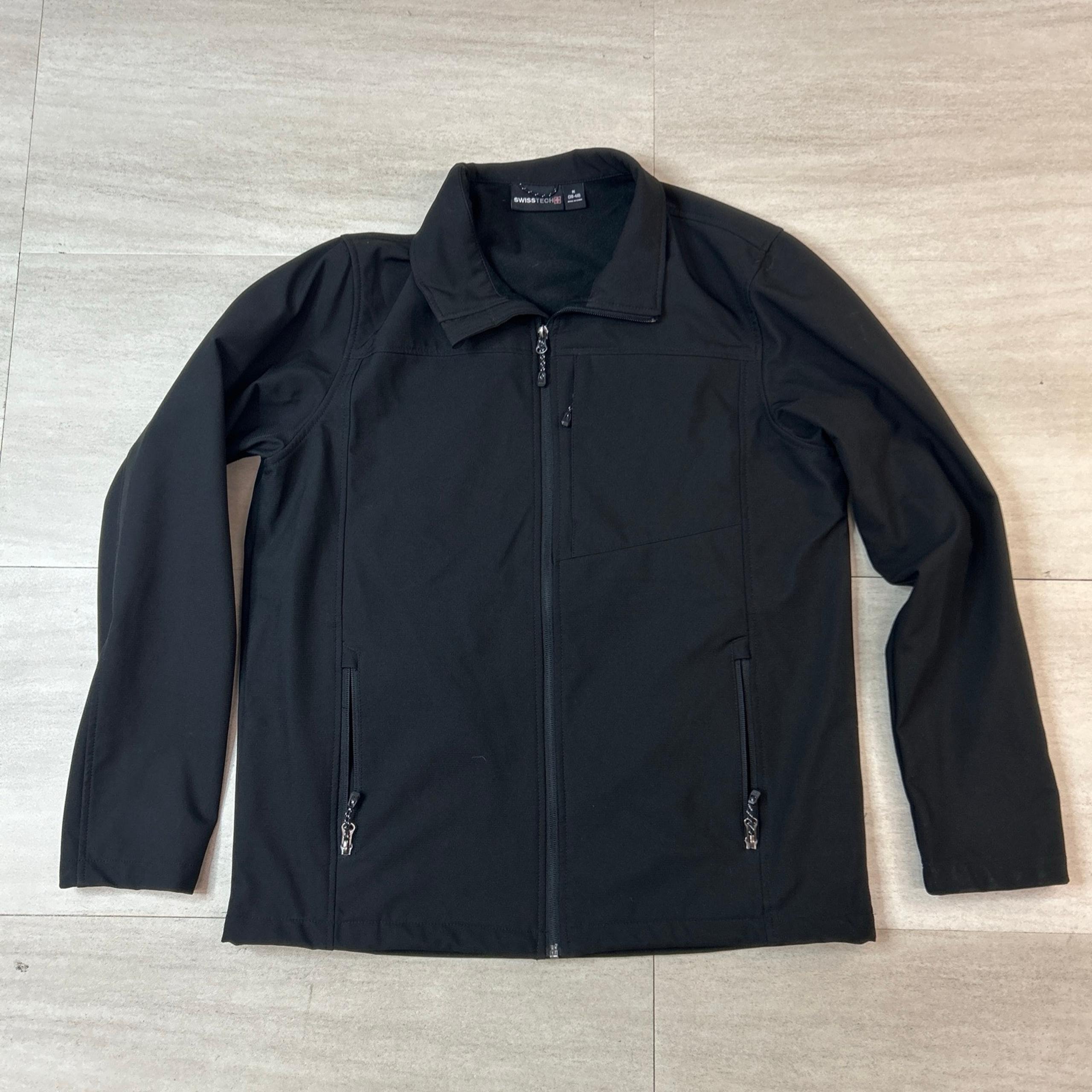 Swiss Tech Men's Long Sleeve Full Zip Lightweight Jacket Solid Black, M (38-40)