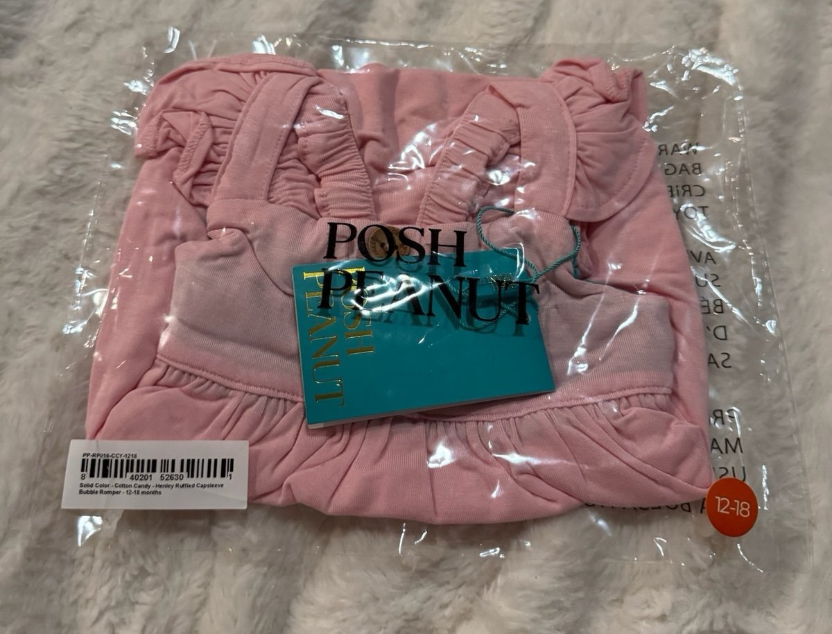 Posh peanut cotton candy ruffled bubble romper 12-18 mos