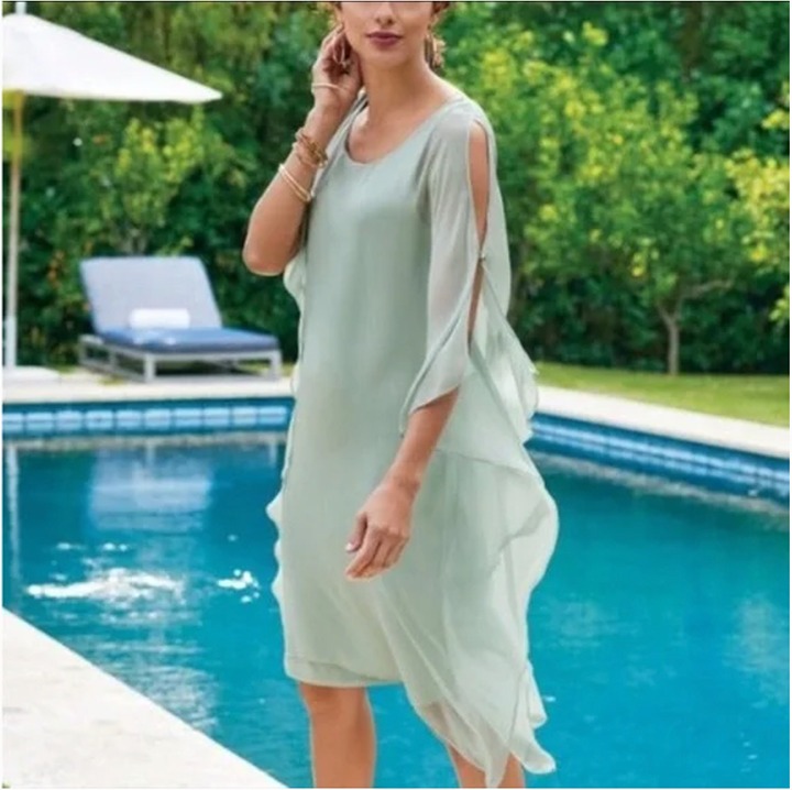 Soft Surroundings Womens Morlaix Silk Shift Dress XL 29065 Lined Flowy
