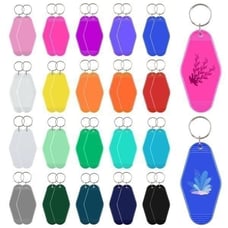 40Pcs Vintage Motel Keychains 20 Colors Retro Hotel Keychain Blanks Heat Transf