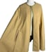 Vintage 60s Mod Handmade Wool Cape Coat One Size Tan Embroidered Trim Lined