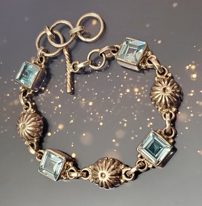 Gorgeous Sterling Blue Tourmaline Bracelet #1335