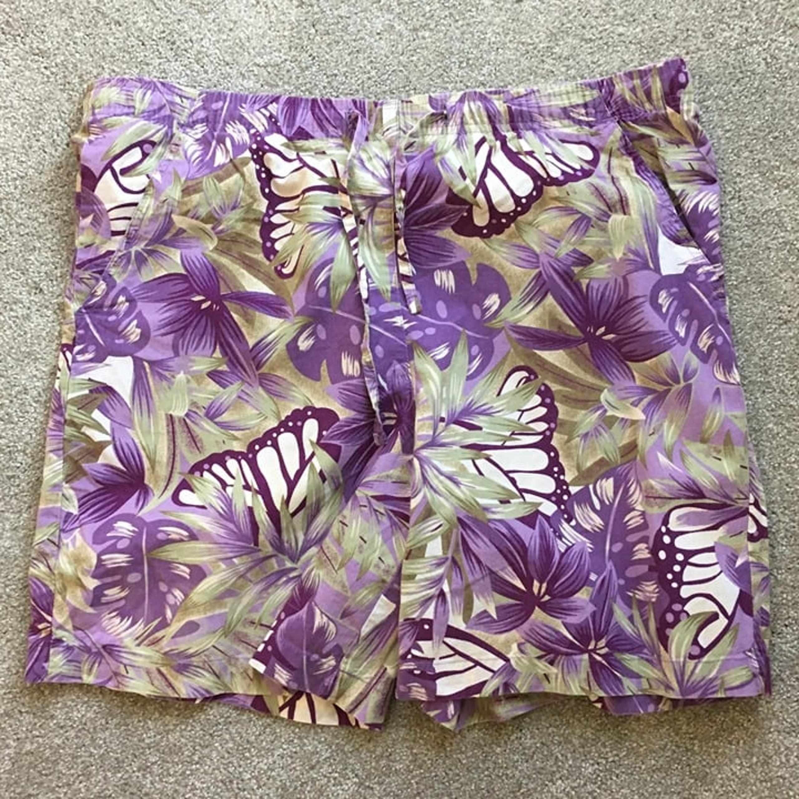 Tropical Erika & Co. Women's Purple and Green Drawstring Shorts Size Large