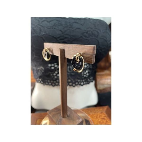 14k yellow gold onyx earrings