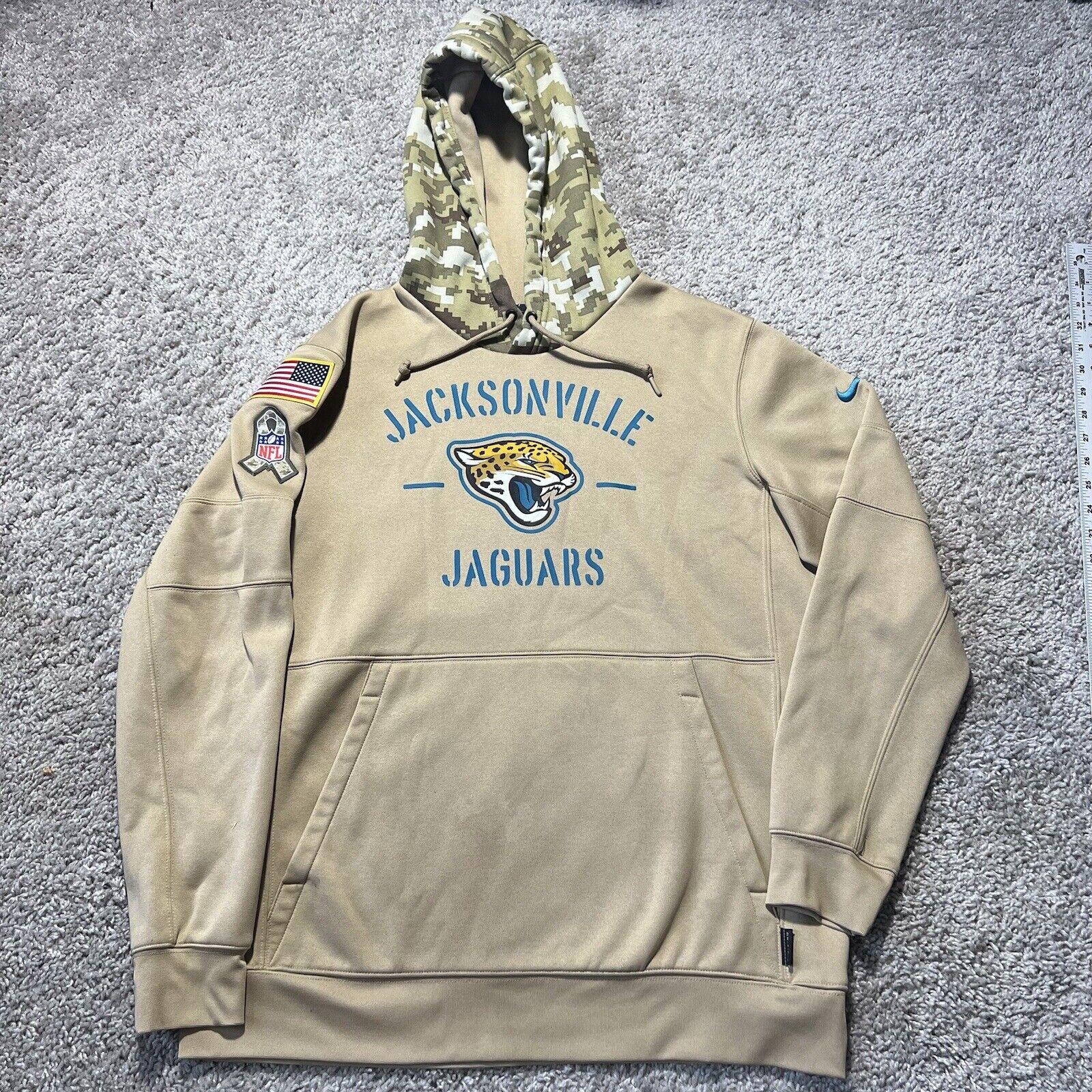 Jacksonville Jaguars Hoodie Men L Beige Nike Dri Fit Salute to Service NFL Nike