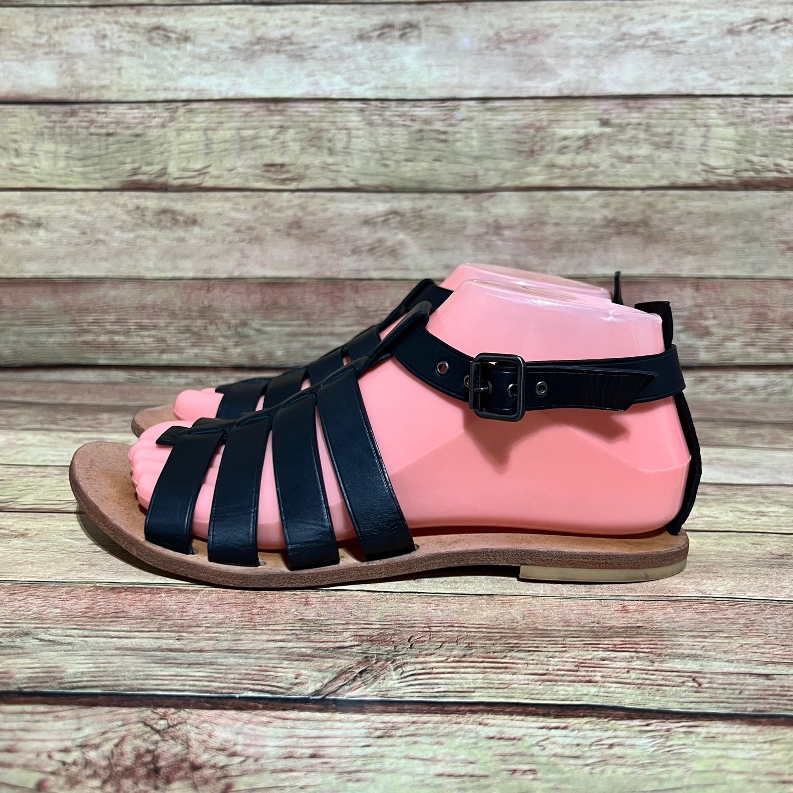 Pedro Garcia Black Leather Strap Sandals