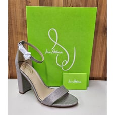 Sam Edelman Yaro Pewter Metallic Women's Ankle Strap Sandals Size 9.5