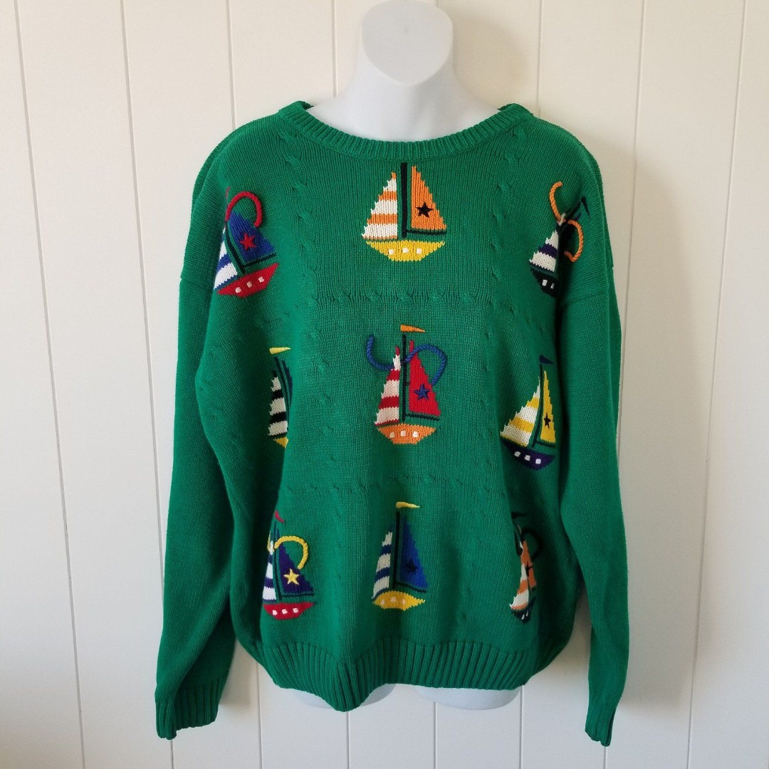 Vintage Essential Elements Nautical Sweater Women's Size Large