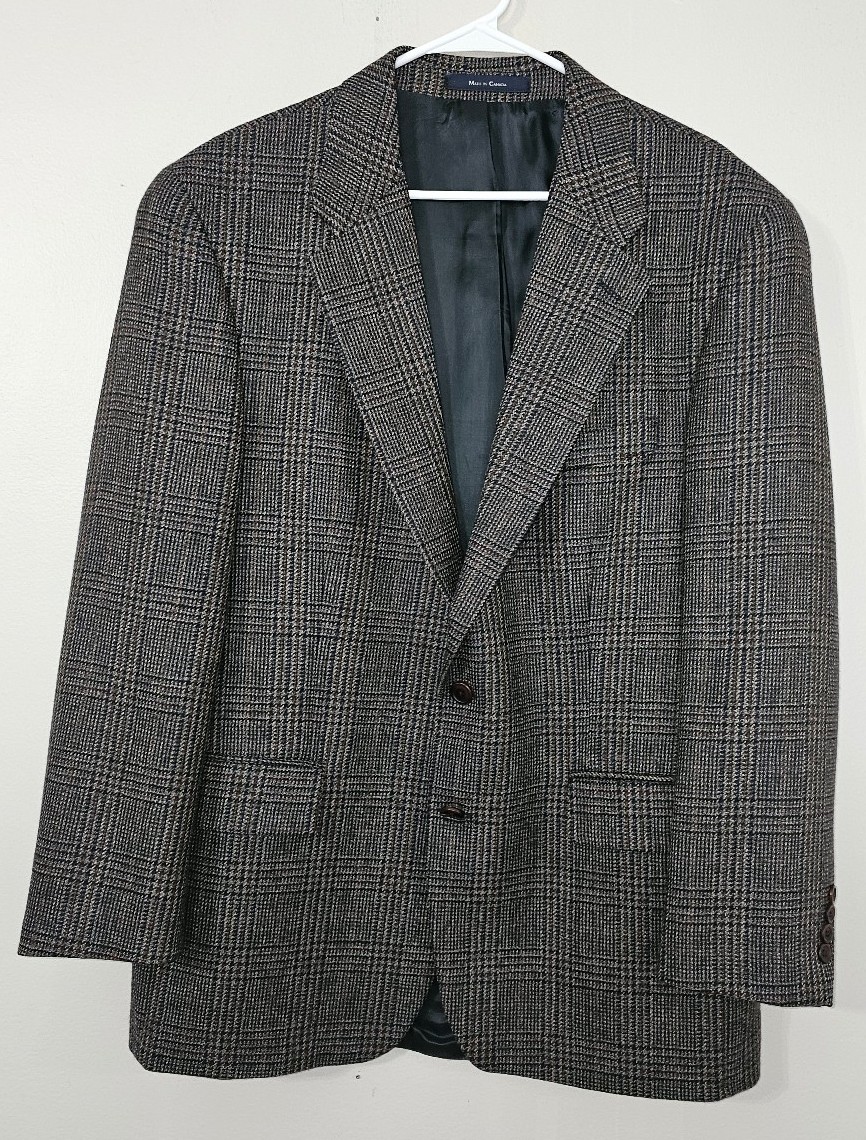 Vintage Chaps Ralph Lauren 100% Pure Wool 2 Button Plaid Blazer Men's Size 44R