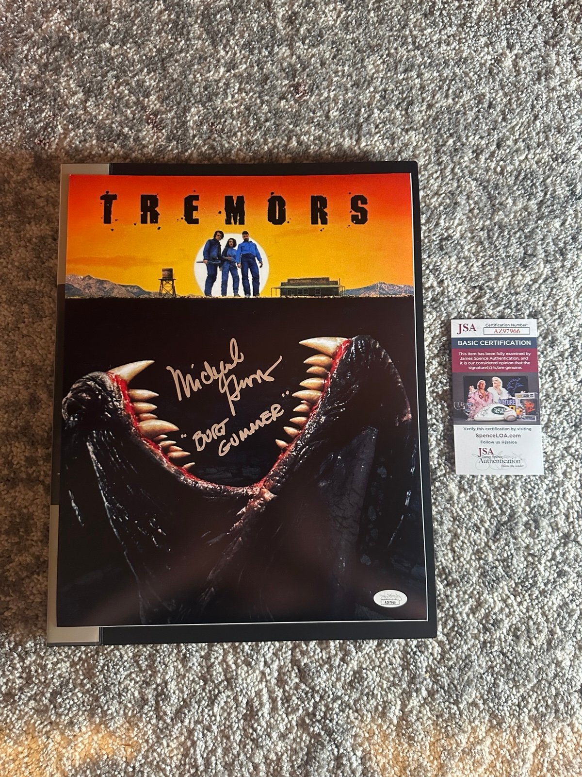 MICHAEL GROSS SIGNED TREMORS 11x14 POSTER BURT GUMMER CN JSA AUTHENTICATED