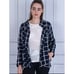 Masai Sz XL Jacket Long Sleeve Open Waterfall Front Pull Hem Navy Nautical