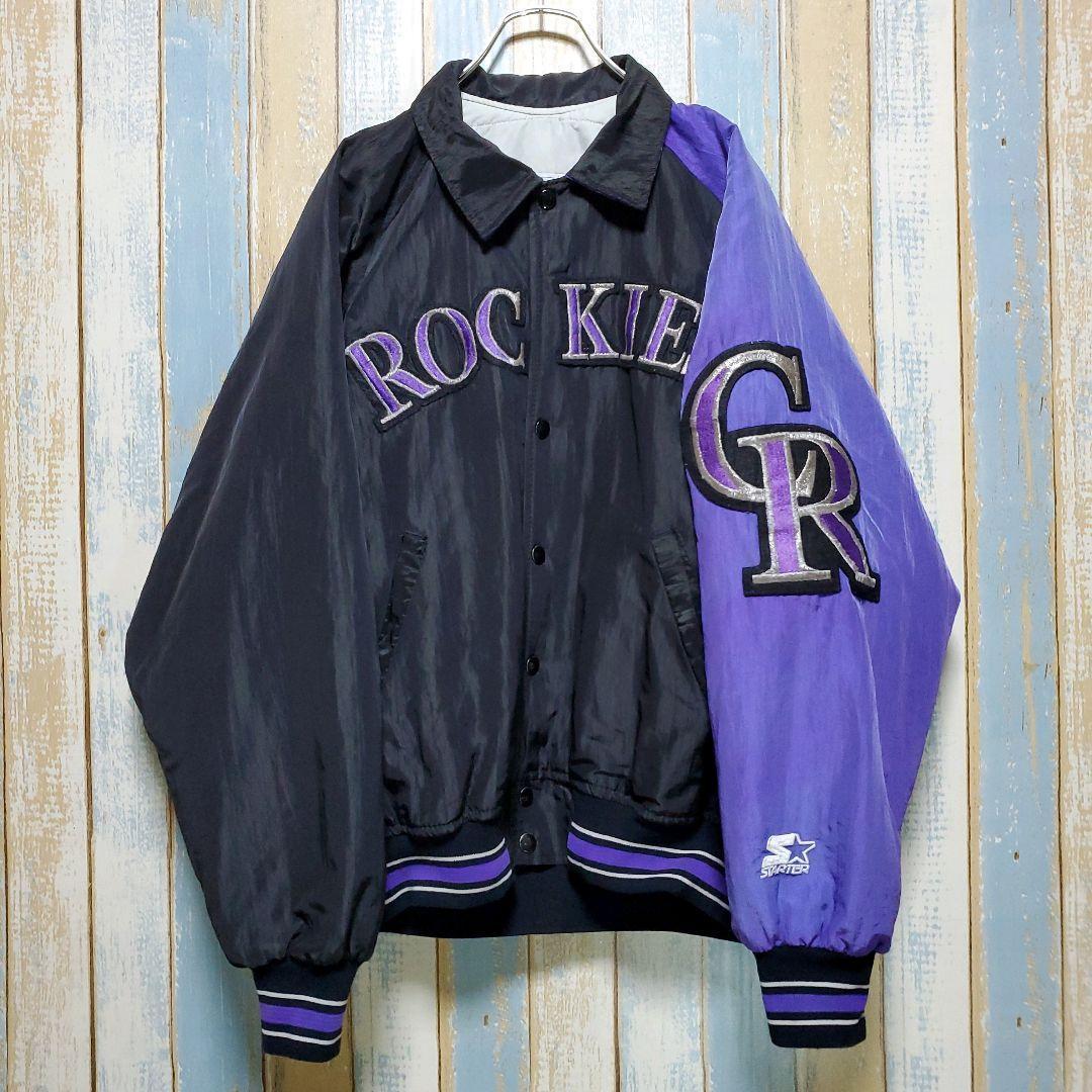 【Starter】【MLB Rockies】Nylon Stadium Jacket Made in the USA Team Logo Embroidery