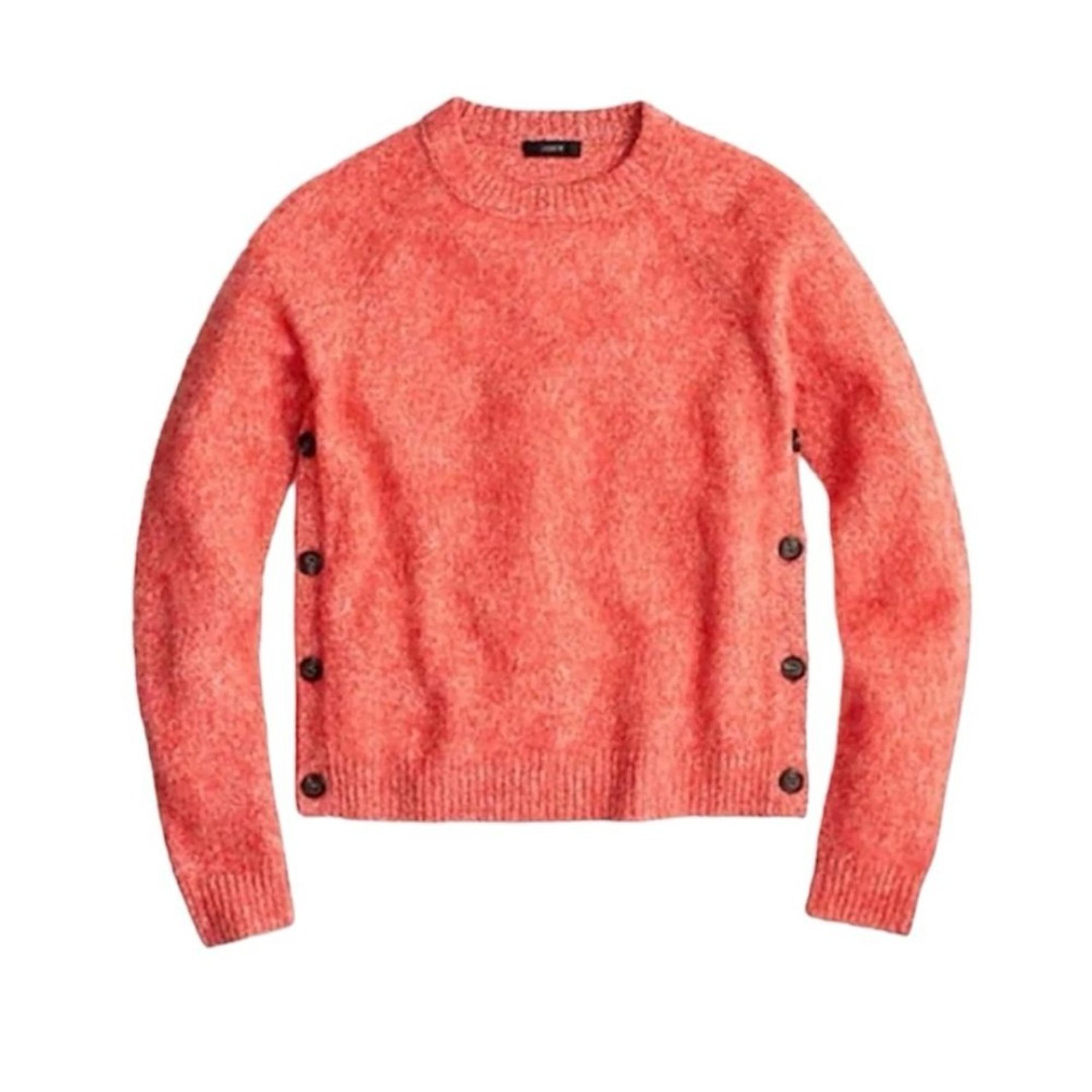 J. Crew sweater womens red orange Brushed lambswool cropped crewneck sweater med