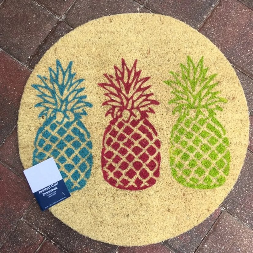 Pineapple Doormat Round Coco Coir NEW