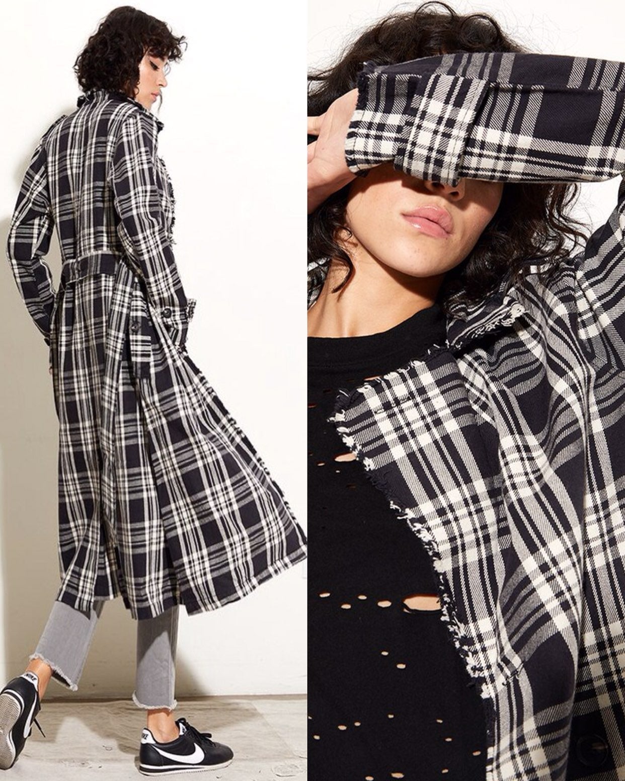NWT Nsf plaid trench coat