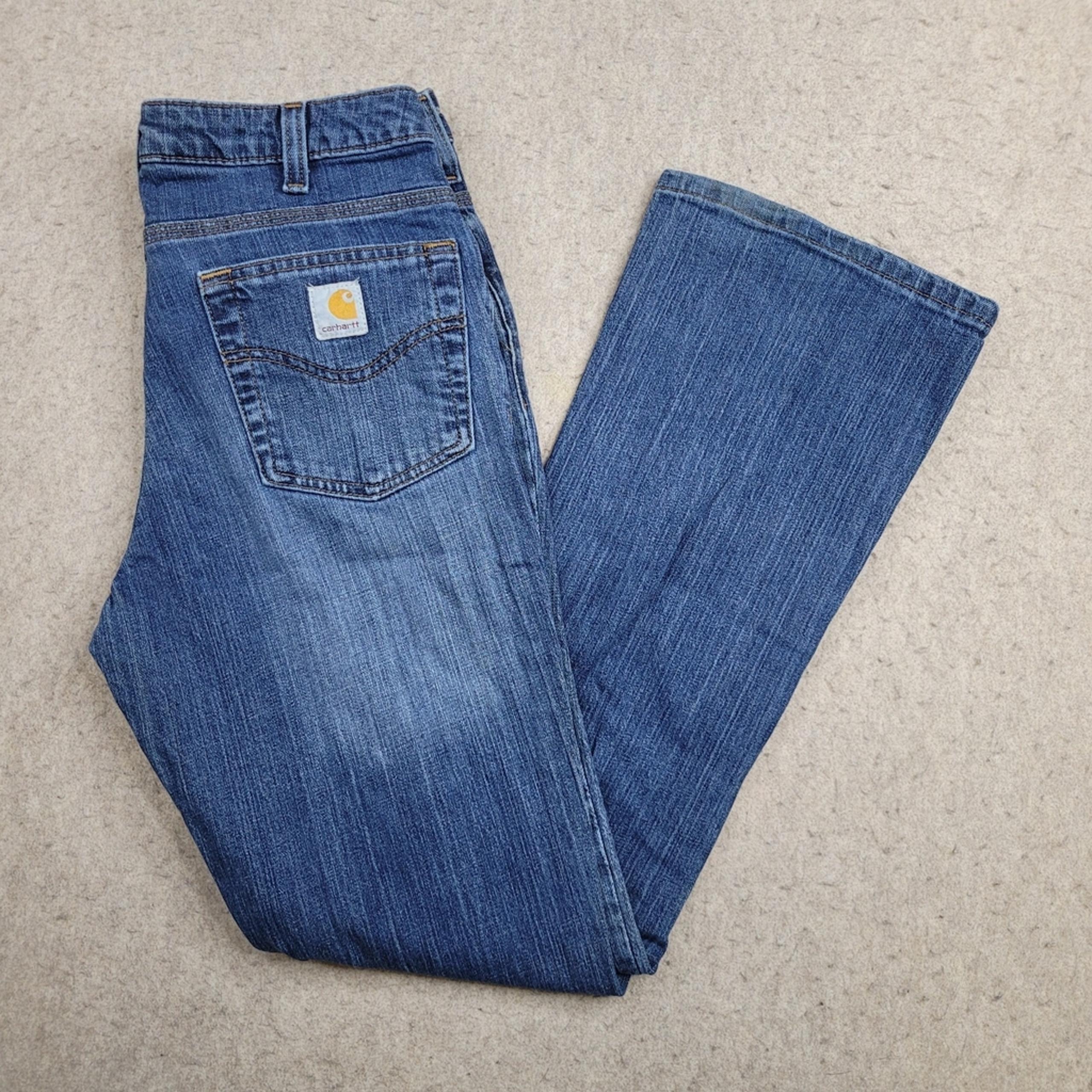 Carhartt Bootcut Jeans Womens Size 8 x 30 Blue Denim WB001 Traditional Fit