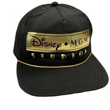 Disney MGM Studios Cap Rare Vintage Trucker Hat Black Gold Snapback USA NICE