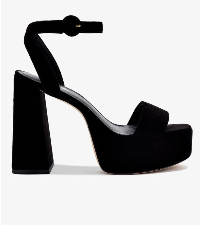Larroude Dolly Platform Sandal In Black Suede 8.5