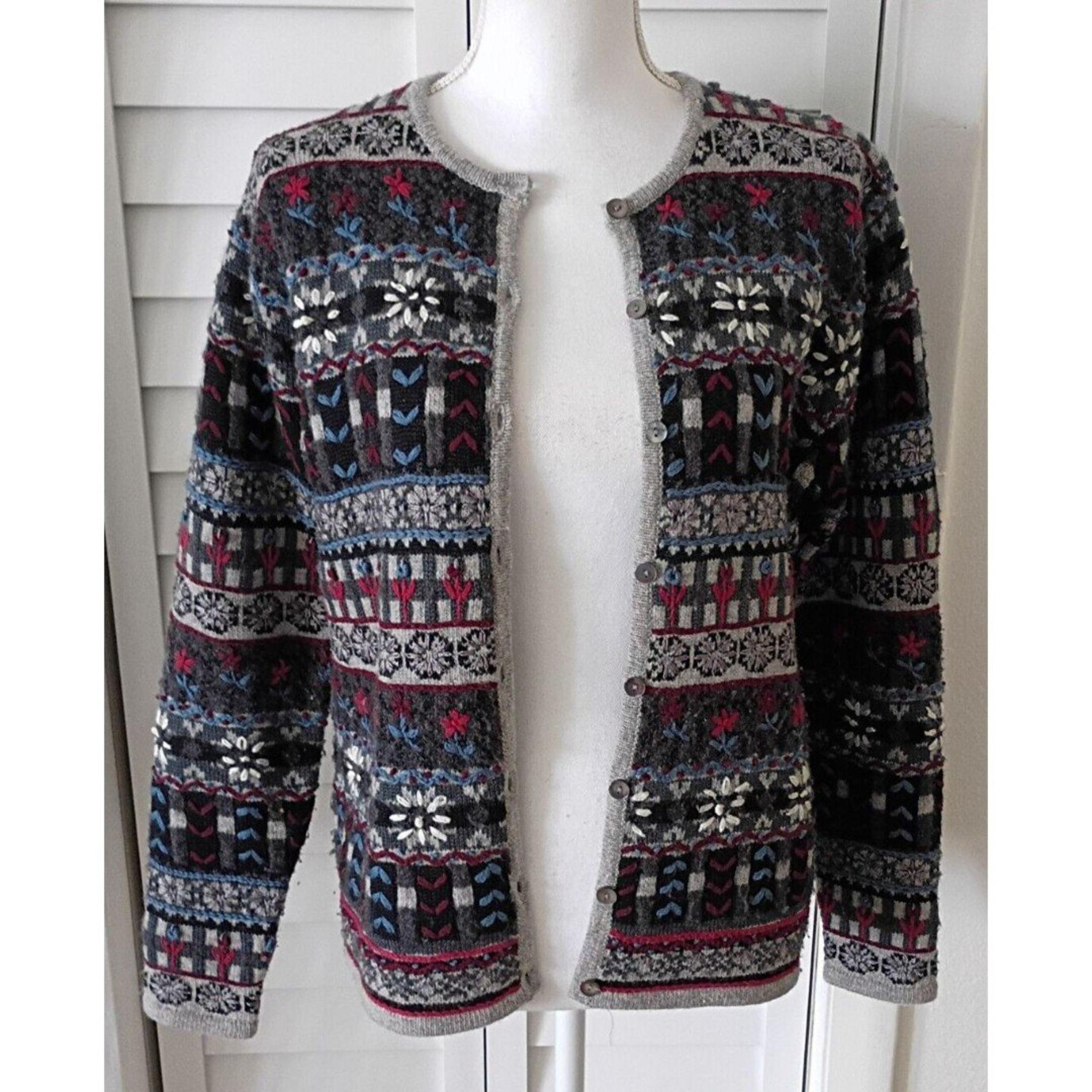 Talbot's women's vintage grey color palate Lambswool blend cardigan S