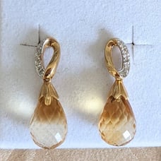 14k Solid Gold Yellow Topaz Earrings